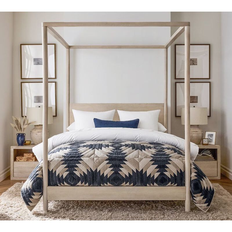 Pottery Barn Aubrey Quilt Shams Steel Blue - Standard image number 2